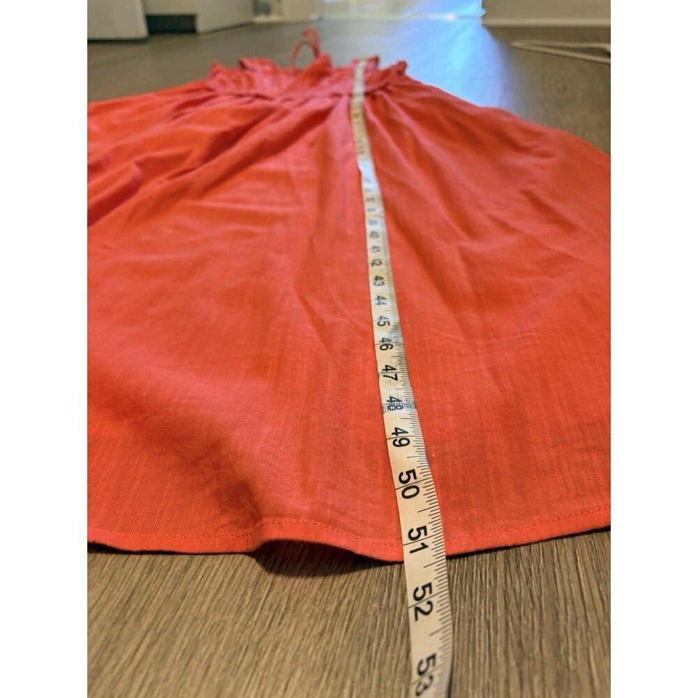 GAP Bright Coral Pink Smocked Sundress Pockets Cotton Blend Summer Dress Size L - Picture 12 of 12